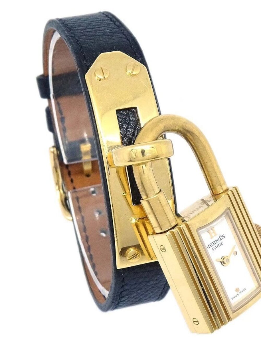 Hermes Kelly Watch Quartz Watch Black Courchevel ◯Z 178382